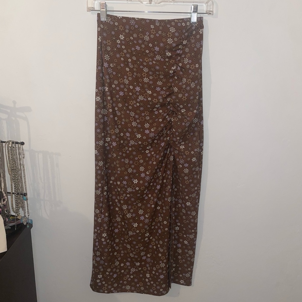 Floral Skirt with Slit